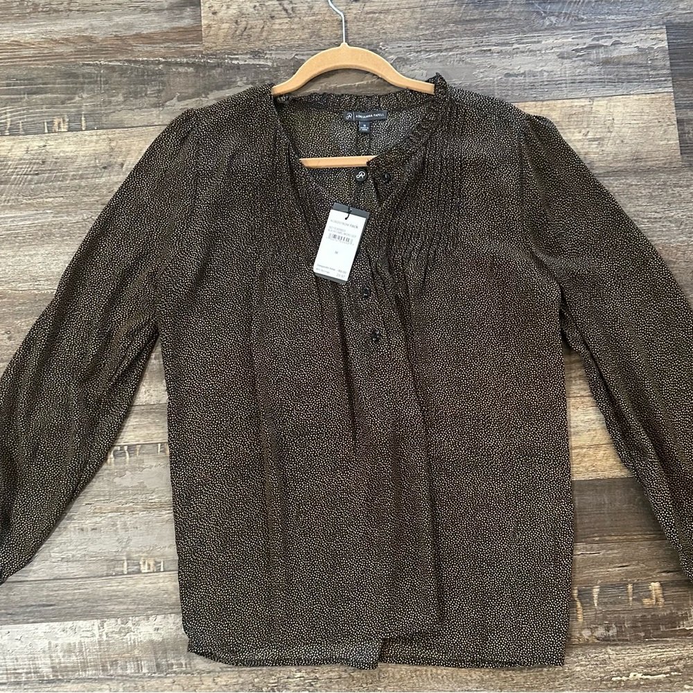 Nordstrom Black & Brown Spotted Women's Blouse